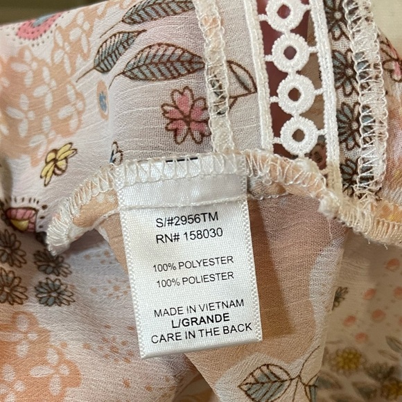 Love Tree kimono cover up sheer boho mid length ruffled sleeve large - Picture 7 of 10